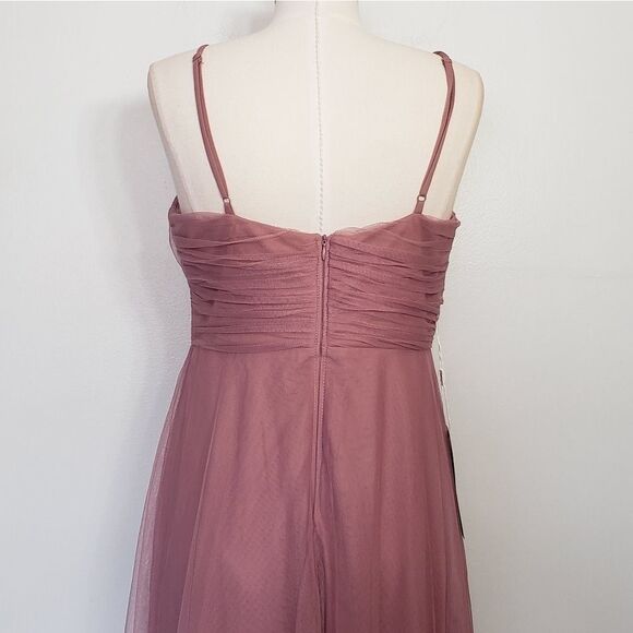 EVER PRETTY 7369 purple orchid spaghetti straps v neck tulle maxi dress 12 - Picture 6 of 13